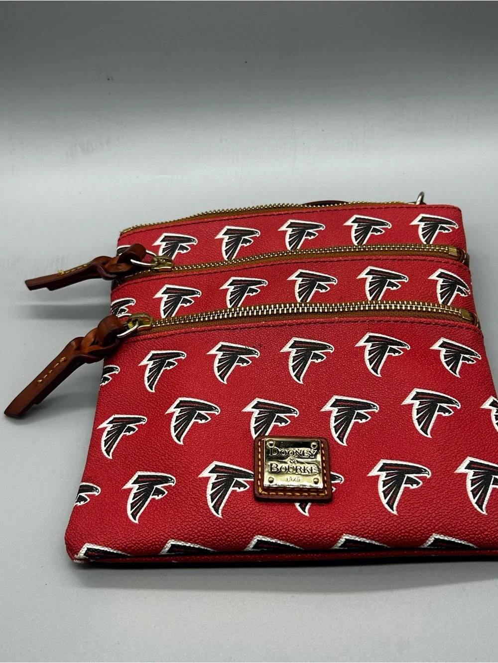 Dooney & Bourke Red Triple Zip Crossbody Pouch